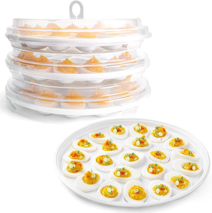 HANSGO Deviled Egg Containers with Lid, Deviled Egg Platter Carrier Holder Trays with 22 Slots for Holiday Party and Home Kitchen, Green