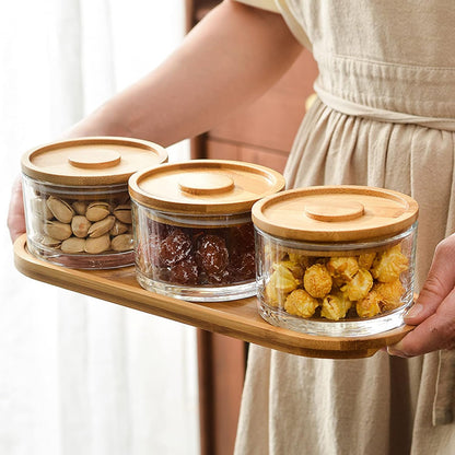 Chip and Dip Serving Set with Bamboo Tray, Snack Serving Platter