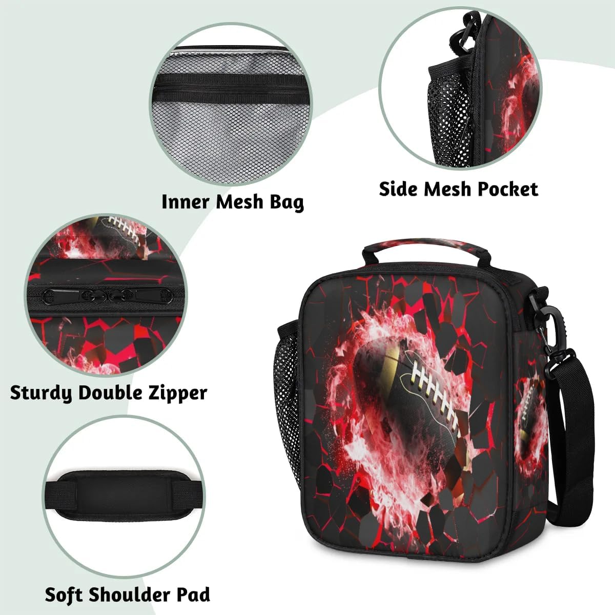 Insulated Lunch Box for Girls Kids Axolotl Lunch Bags Reusable Portable Lunchbox with Adjustable Shoulder Strap and Water Bottle Holder for Work School Travel