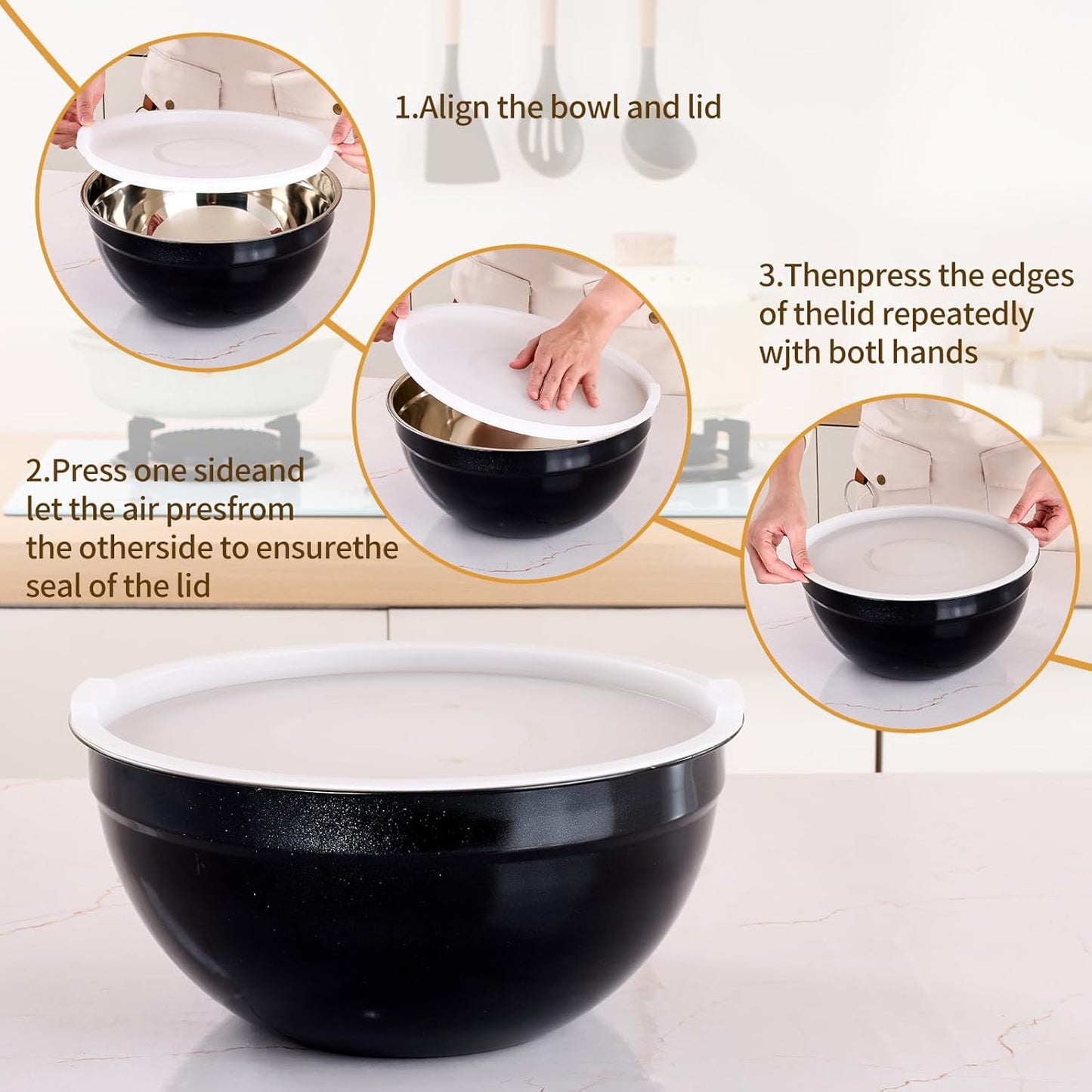 Pink Mixing Bowls with Airtight Lids, Stainless Steel Nesting Mixing Bowls Set of 7, Ideal for Baking, Prepping and Serving Food, Size 7, 3.6, 2.7, 2.1, 1.5, 1.1,0.8 QT, Stackable Design