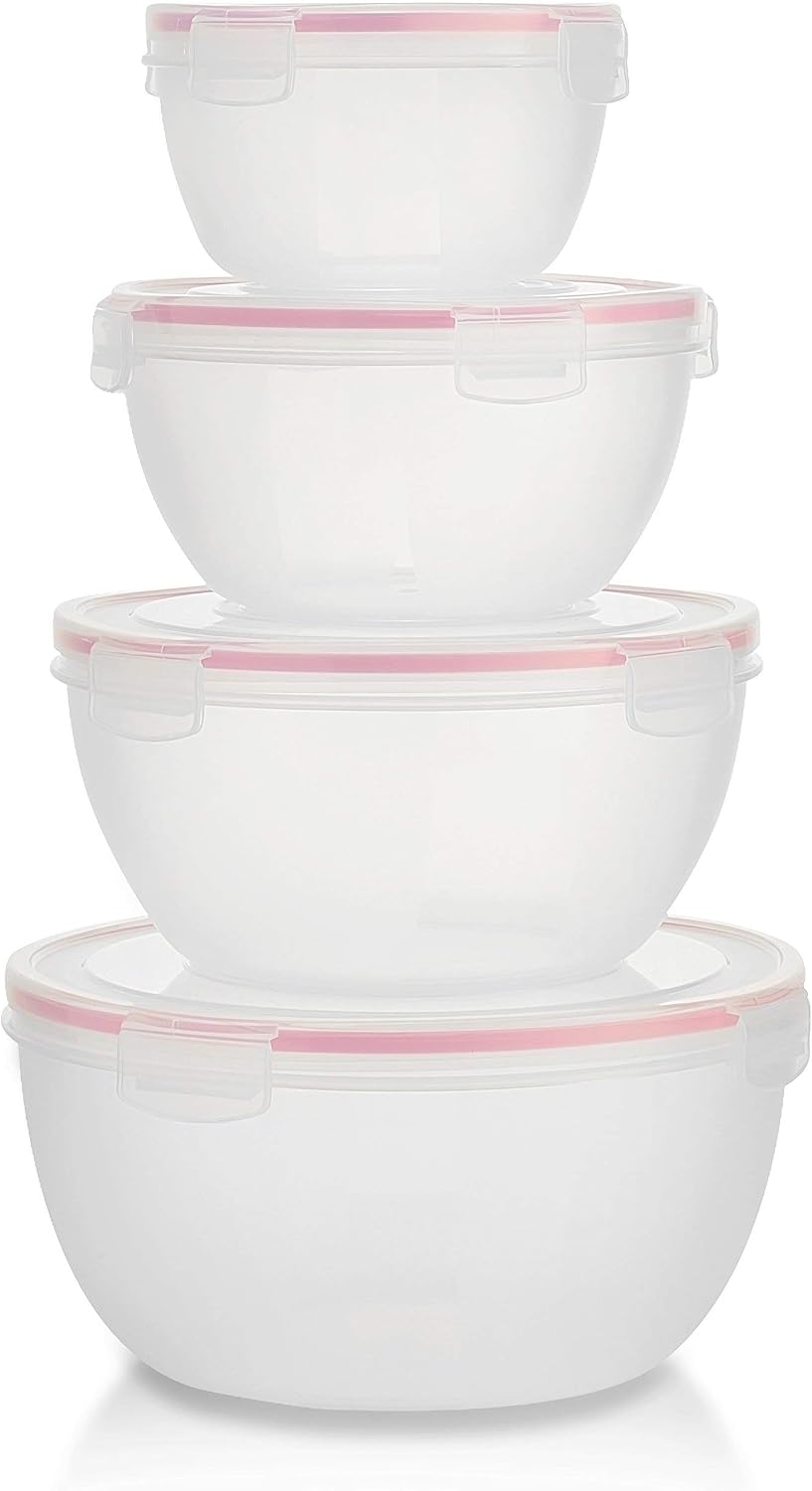 Komax Biokips Mixing Bowls with Lids Set – Multi-Use, Stackable Airtight Food Storage Containers – BPA-Free Salad Bowls with Lids – Microwave & Dishwasher Safe Meal Prep Container Set of 4