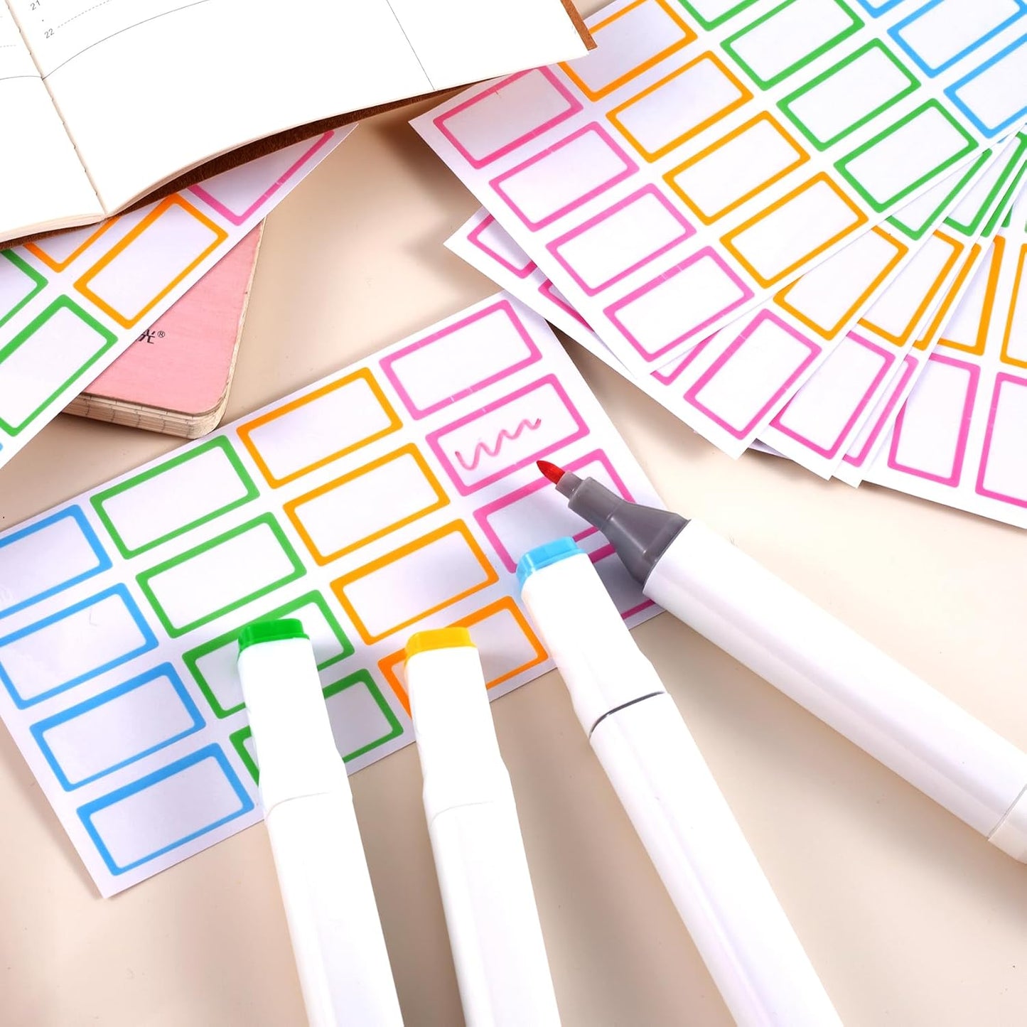 480 Pcs Dry Erase Labels, Dry Erase Stickers, Waterproof Sticker Labels, Removable Labels Easy Peel Off, Reusable Sticky Notes for Food Containers, Office (Retro, Small)