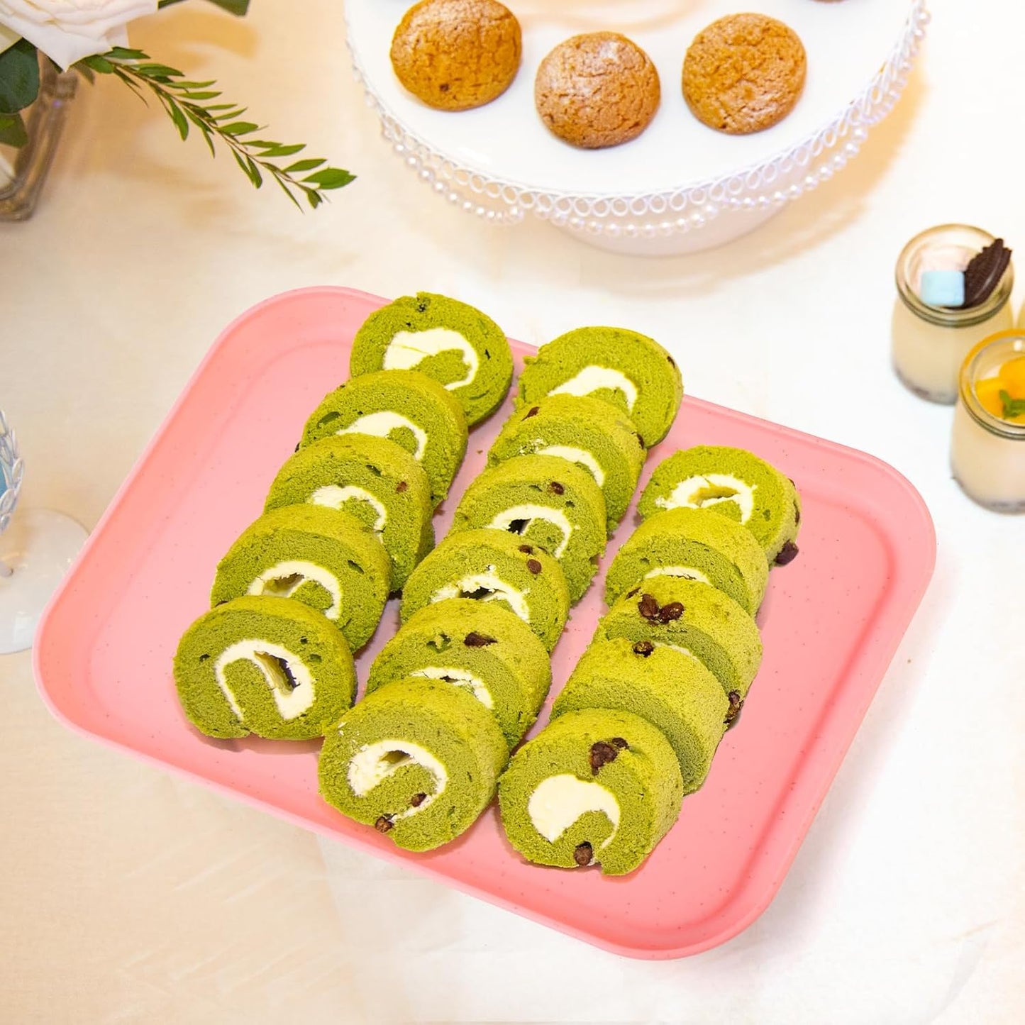 4 Pack Multicolo Plastic Serving Trays for Party Serving Food - Rectangular, 8.66 by 12 in, Heavy Duty Dessert Trays for Food Erving Platters for Party Tray Decor Veggie,Snack