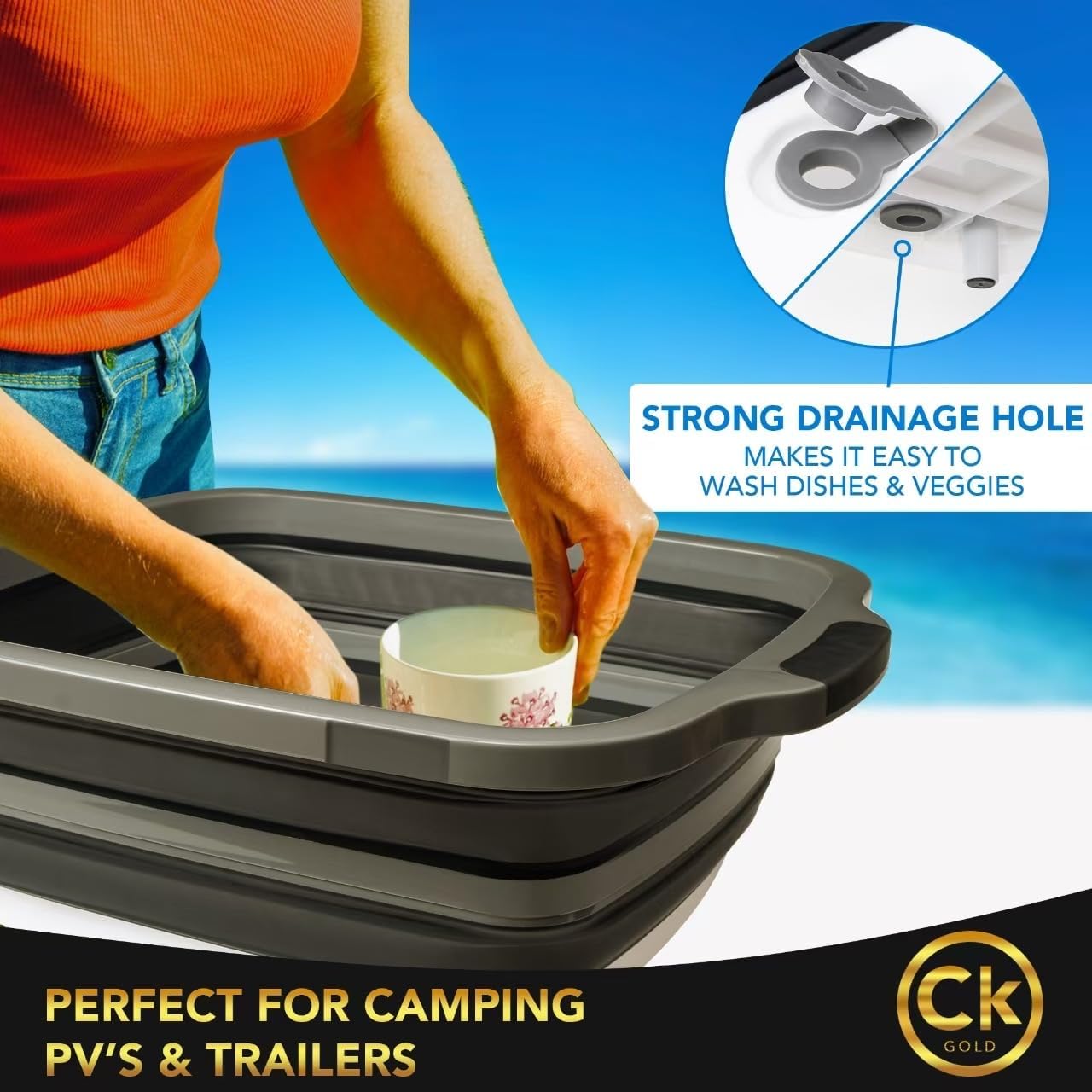 New XL Collapsible BBQ Prep Tub with LOCKING Lid, Cutting Board & Drain Hole | BPA-Free, Food-Grade, Space-Saving Prep Tubs for Marinating, Grilling, Camping & Outdoor Cooking (Black, 16L)