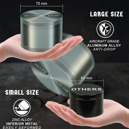 Spice Grinder, Aluminum Large 3" Kitchen Grinder (Grey)
