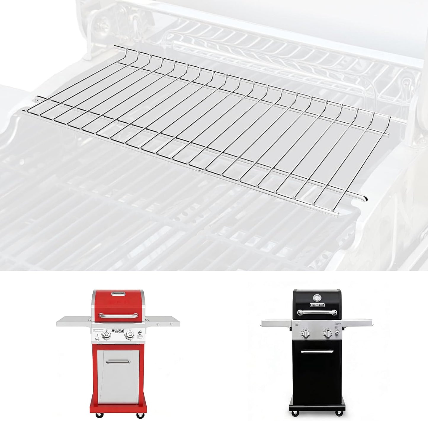 Utheer 2-Pack Griddle Warming Rack for Blackstone 28" Griddles, Stainless Steel Flat Top Grill Accessories | Reversible Rack Adds Prep Space, Foldable Clip-On Design Expands Cooking & Holding Area