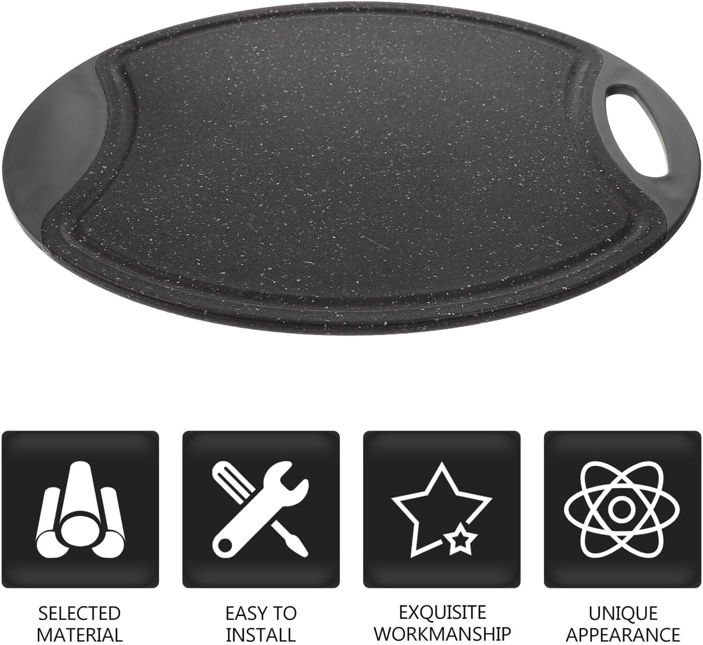Angoily Non-slip Oval Cutting Board Portable Kitchen Mat with Handle Household Chopping Board for Meat and Fruit Use Handy Cutting Surface for Cooking and Food Prep