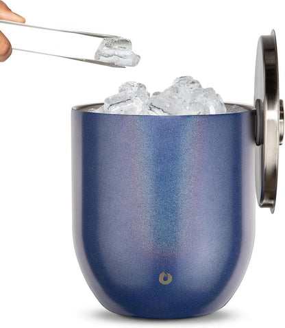 SNOWFOX Plus, Premium Vacuum Insulated Stainless Steel Ice Bucket with Lid/Scoop,Home Bar Accessories,Elegant Bartending Ice Bucket for Parties,Beautiful Outdoor Entertaining Supplies,3L,Natural Teak