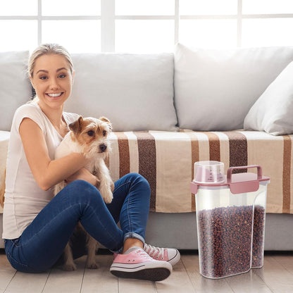 LEAWALK 5Lbs Airtight Cat Dog Food Storage Container with Upgraded Large Nozzle BPA-Free, Pet Food Storage Containers for Rice, Grain, Pet Food, Flour, Dog Treat Storage (Dark Gray, 5L-1pack)