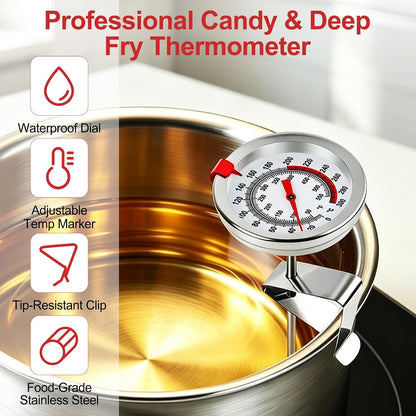 2-Pack 8" Candy Thermometer,2.5" Waterproof Dial Tip-Resistant Clip for