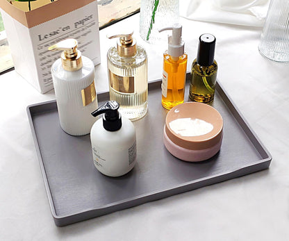 White Serving Tray (13.5 x 9.6 inch) for Serving Accessory, Elegant & Stackable Plastic Tray for Spa, Coffee, Drinks, Tea, Bar, Party, Seasoning, Perfume and Display Use.