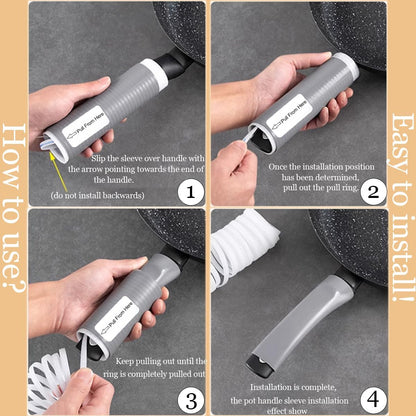 2 Pcs Heat-Resistant Pot Handle Silicone Cover, Non-Slip Pan Handle Sleeve, Easy to Install and Clean, for Cast Iron Skillet, Frying Pan (grey, M)