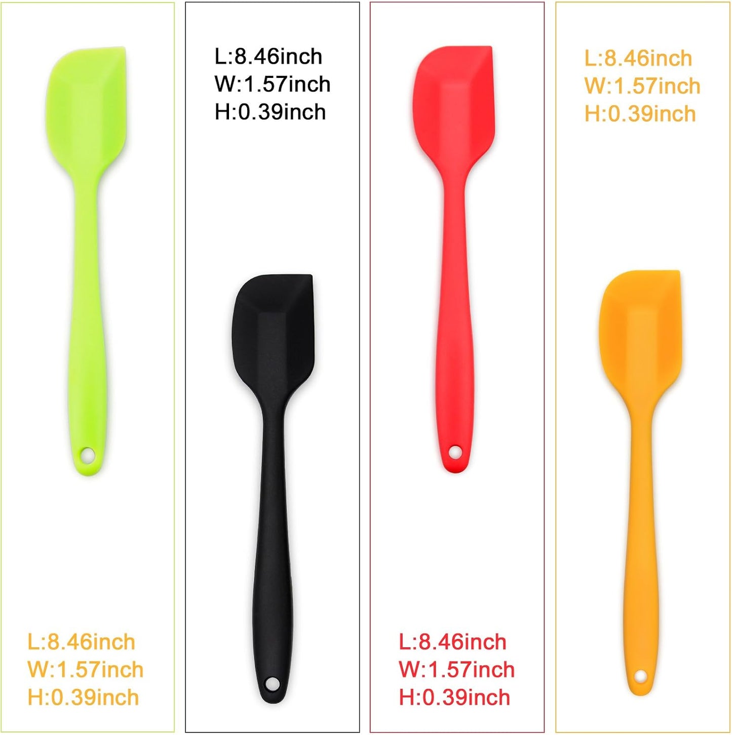Silicone Spatula 4-piece Set, Heat-Resistant Spatulas, Non-stick Rubber Spatulas with Stainless Steel Core