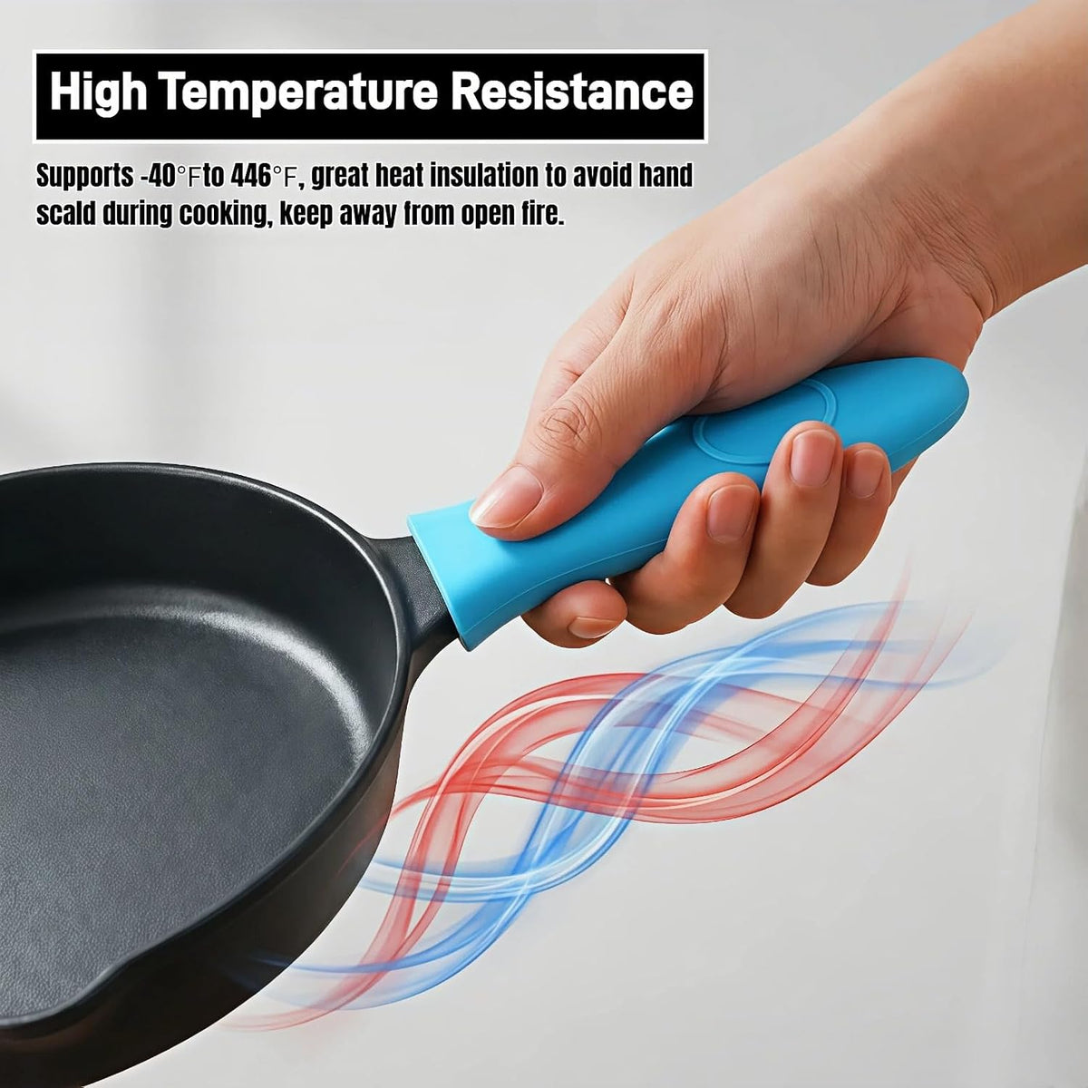 Silicone Hot Handle Covers for Cast Iron Skillet, Pan and Pot, Heat Resistant up to 446°F, 4 Colors, Set of 4