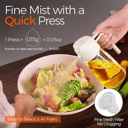 AT-VALY 2-in-1 Oil Sprayer for Cooking, 16oz Glass Oil Dispenser, Black