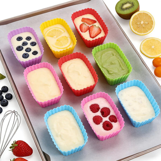 12 Pack Reusable Baking Silicone Molds, Round Cupcake Liners, Silicone Baking Cups Multicolor, Easy Clean, Heat Resistant, Muffin Cups for Homemade Birthday