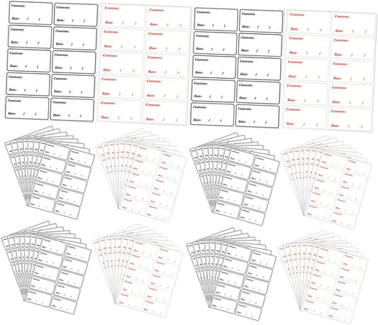 Waterproof Food Labels Stickers for Refrigerator and Freezer, Self-Adhesive Removable Food Storage Date Tags, Black and Red 400pcs for Kitchen Organization