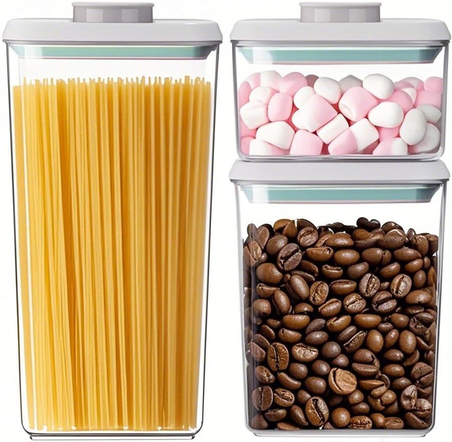 Pop Containers with Lids - Stackable Airtight Food Storage, Kitchen Pantry Storage Containers for Snacks Candy Salt Herbs Spices BPA-Free (3300ML / 3.48QT / 112OZ *3)