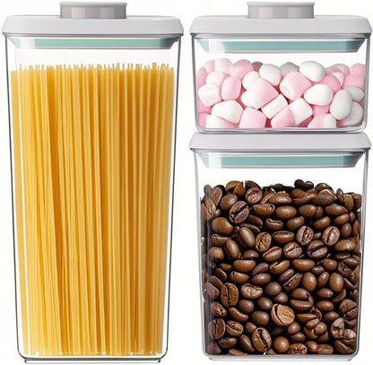 Pop Containers with Lids - Stackable Airtight Food Storage, Kitchen Pantry Storage Containers for Snacks Candy Salt Herbs Spices BPA-Free (3300ML / 3.48QT / 112OZ *3)