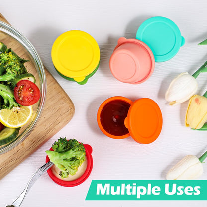 Webake 3" Silicone Pinch Bowls for Cooking Prep, 2oz Small Dipping Bowls Sauce Condiment Containers with Lids, BPA Free Set of 8