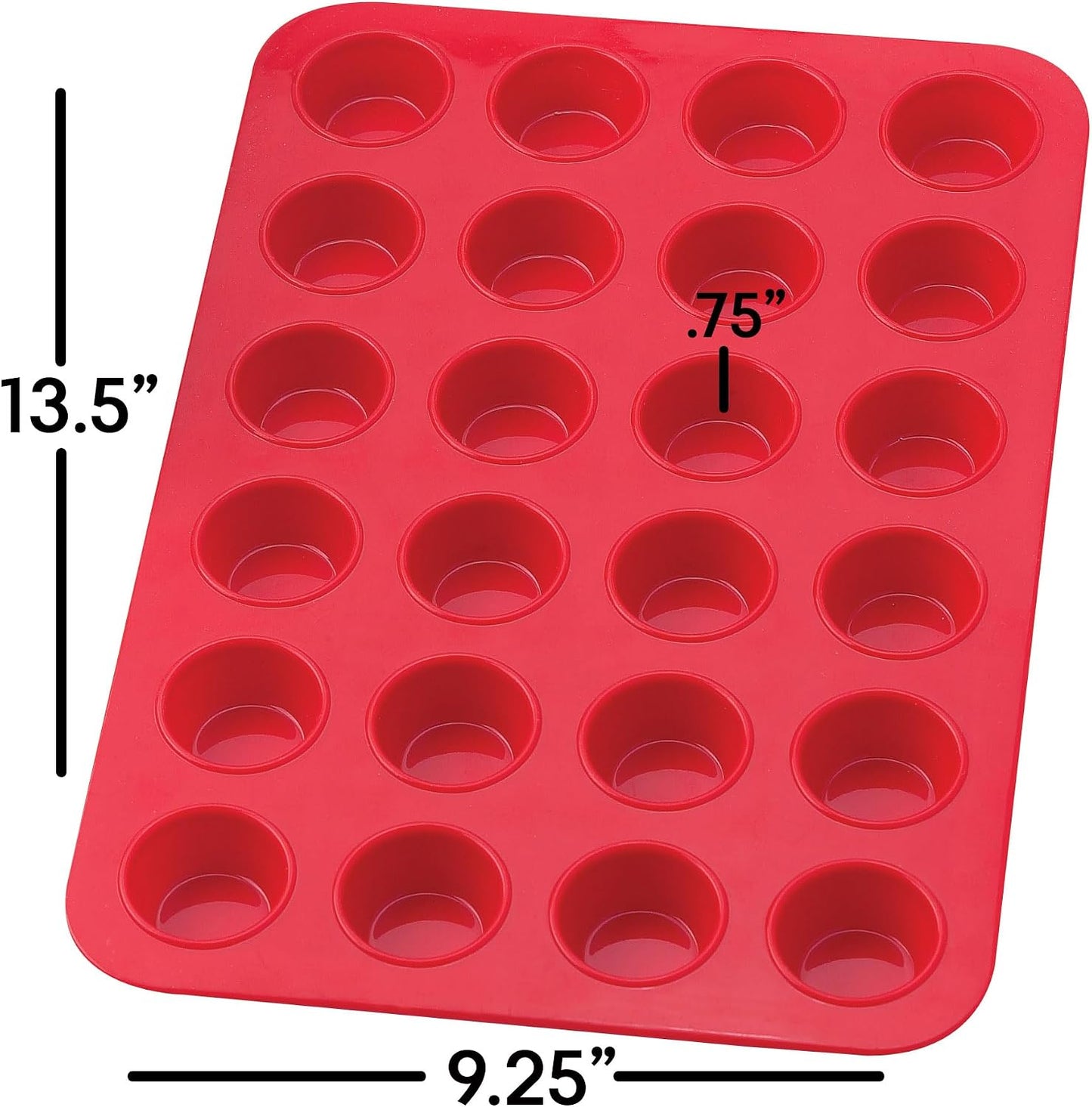 Mrs. Anderson's Baking Silicone 12-Cup Muffin Pan Baking Mold, BPA Free, Non-Stick European-Grade Silicone, 13.5 x 10 x 1.25-Inches