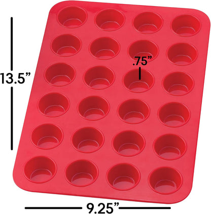 Mrs. Anderson's Baking Silicone 12-Cup Muffin Pan Baking Mold, BPA Free, Non-Stick European-Grade Silicone, 13.5 x 10 x 1.25-Inches