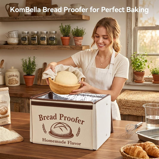 Proofing Box - Foldable Proofing Bread Box with 68-122°F Temp Control & 48H Timer, Bread Proofer for Sourdough, Pizza Dough, Yogurt, Kombucha, 5-Layer Fabric