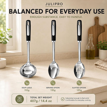 Stainless Steel Cooking Spoon Set, Serving,Slotted & Ladle