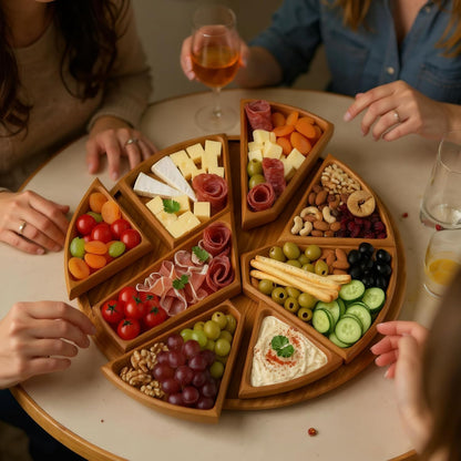 Decorative Wooden Puzzle Serving Tray, Entertainment Platter for Food and Drinks, Unique Fun Design(11.8in*11.8in)