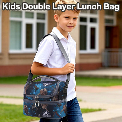 FlowFly Kids Double Decker Cooler Insulated Lunch Bag Large Tote for Boys, Girls, Men, Women, With Adjustable Strap, Unicorn