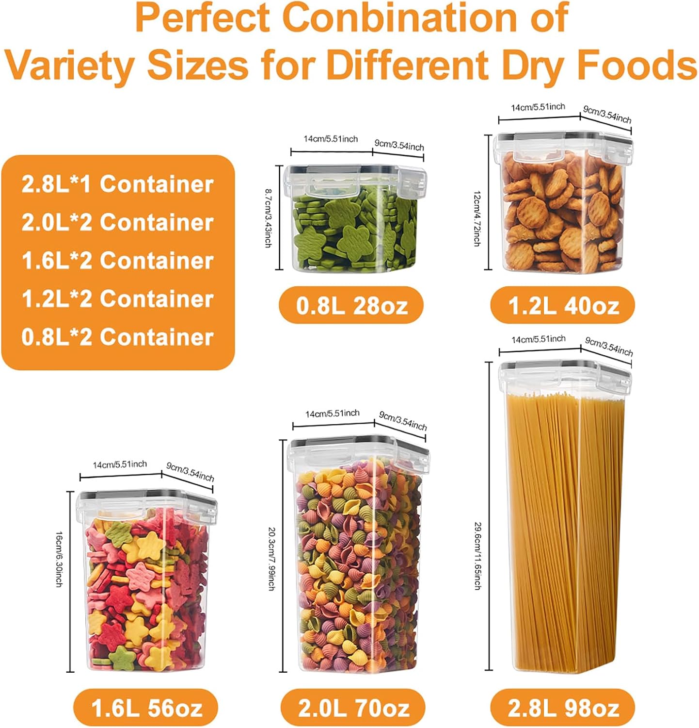 24 PCS Airtight Food Storage Containers with Lids, BPA Free Clear Plastic Kitchen and Pantry Organization and Storage Set for Flour, Sugar, Cereal, Pasta, Includes 24 Labels and Marker
