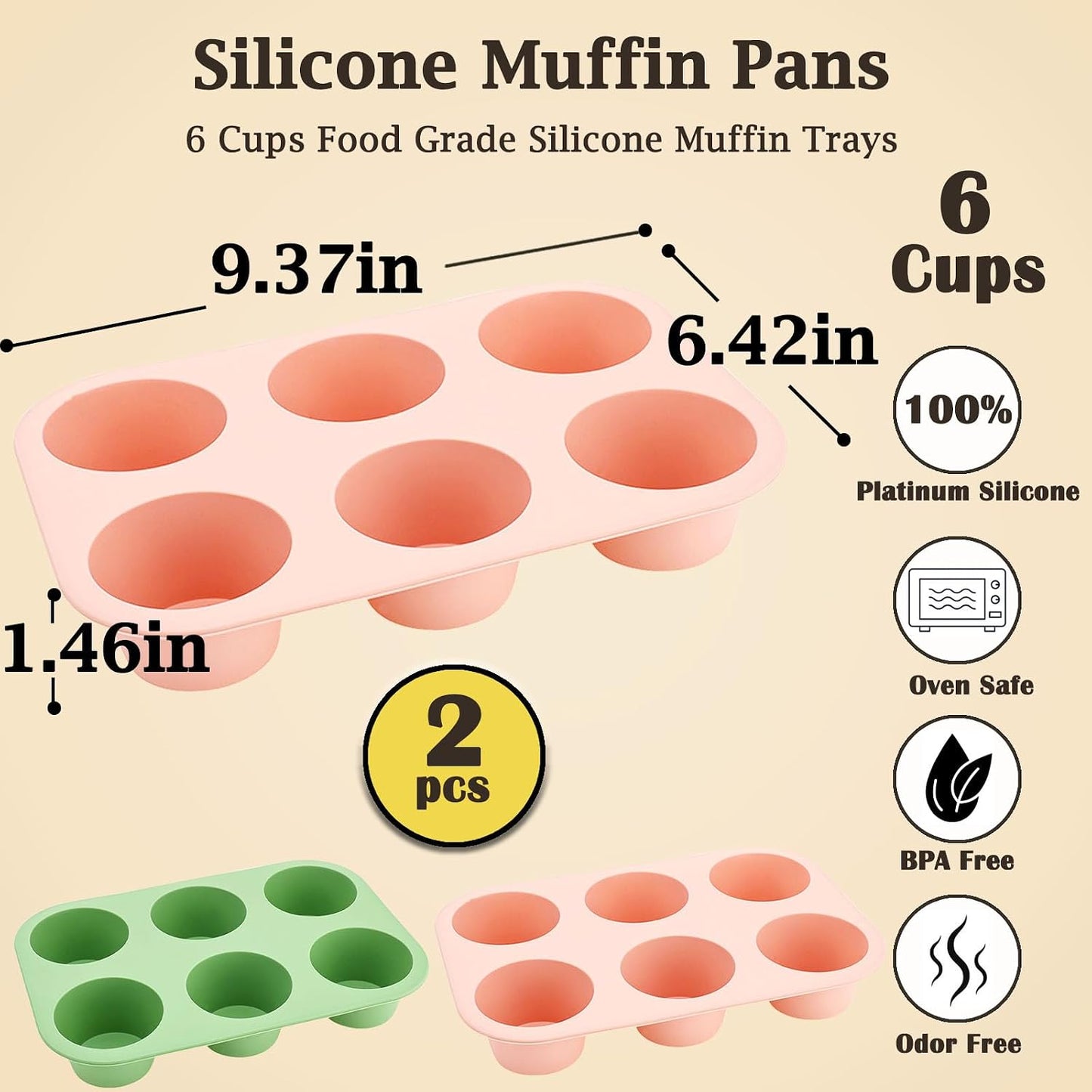 24 Cups Silicone Mini Muffin Pan Set, Nonstick Mini Cupcake Pans, BPA Free Small Muffin Tin for Baking, Set of 2 (Green+Purple)