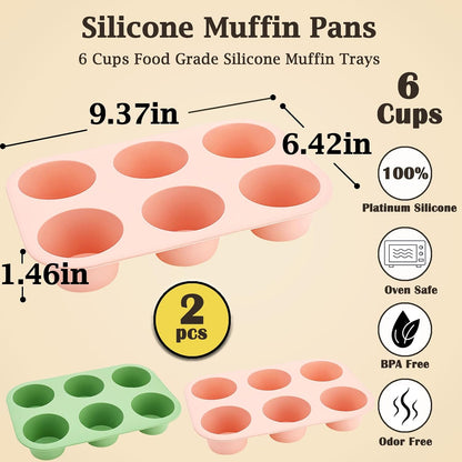 24 Cups Silicone Mini Muffin Pan Set, Nonstick Mini Cupcake Pans, BPA Free Small Muffin Tin for Baking, Set of 2 (Green+Purple)