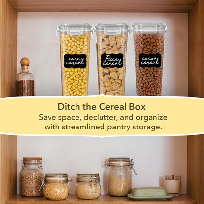 Simply Gourmet Airtight Flour and Sugar Containers with Lids – 3 Piece Kitchen Pantry Organization Set, BPA-Free Clear Plastic, Stackable Canisters for Baking Ingredients, Rice, Snacks, Cereal