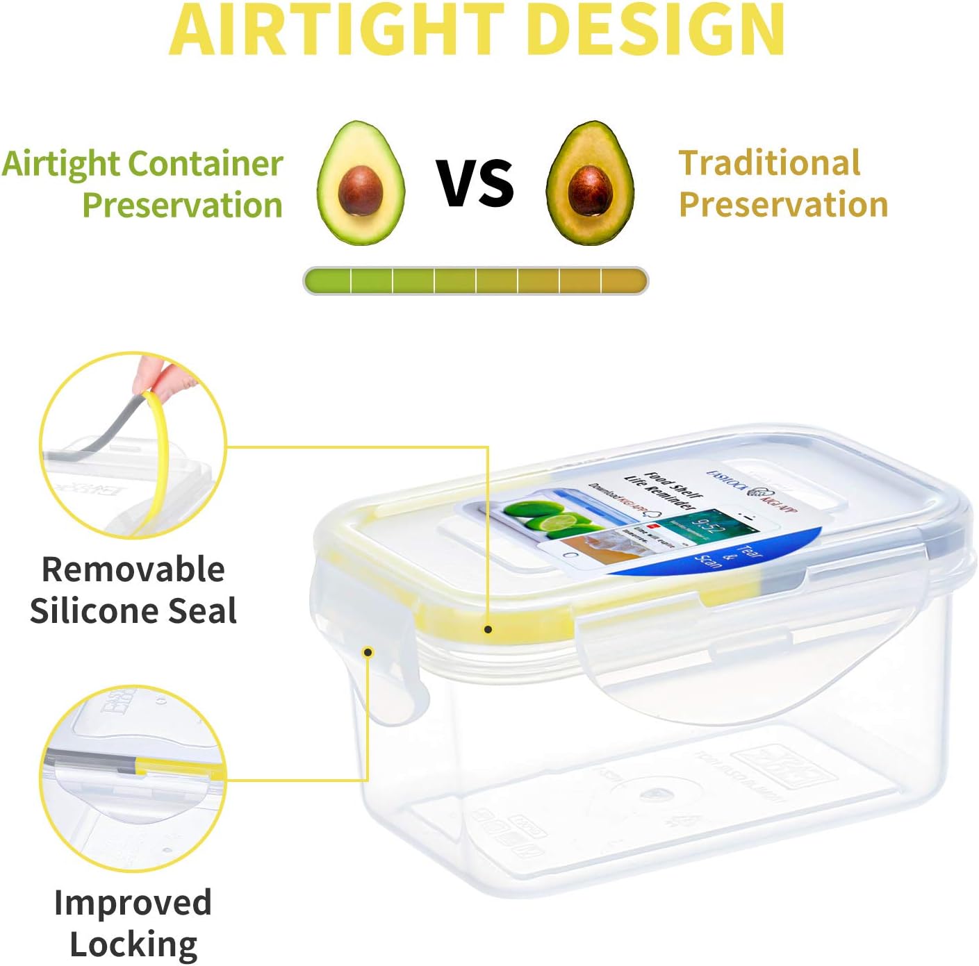 KIGI Airtight Reusable Meal Prep Containers, Leak-Proof & Stackable, 4-Sided Locking Lids, Ideal for Food Storage, Lunch & Leftovers, Microwave, Freezer & Dishwasher Safe, 39 oz, 4.8 Cup, 12 Piece Set