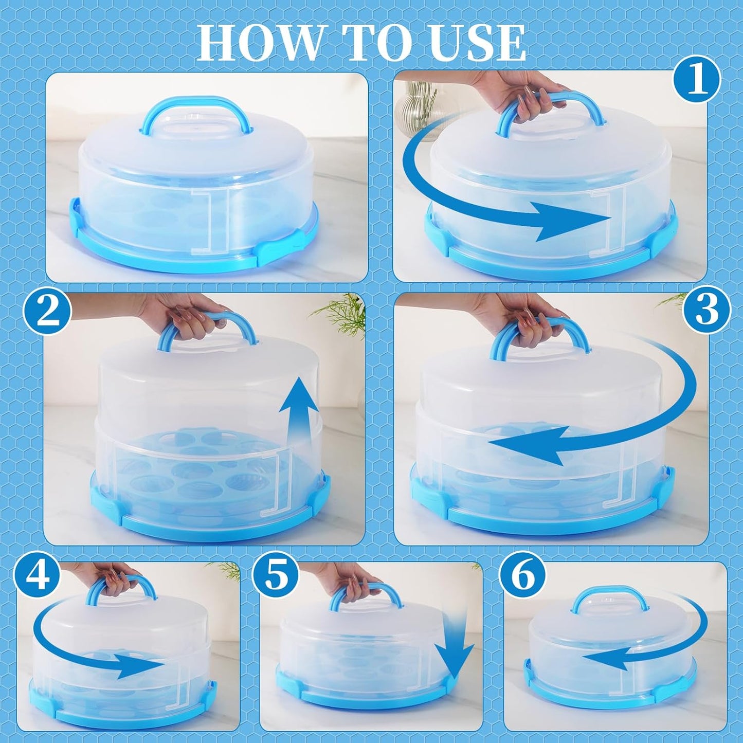 12 Inch Tall Cake Carrier Extra Large with Lid and Handle, Large Cake Transport Container Portable for Pies, Cupcakes, Cakes