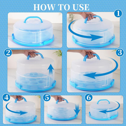 12 Inch Tall Cake Carrier Extra Large with Lid and Handle, Large Cake Transport Container Portable for Pies, Cupcakes, Cakes