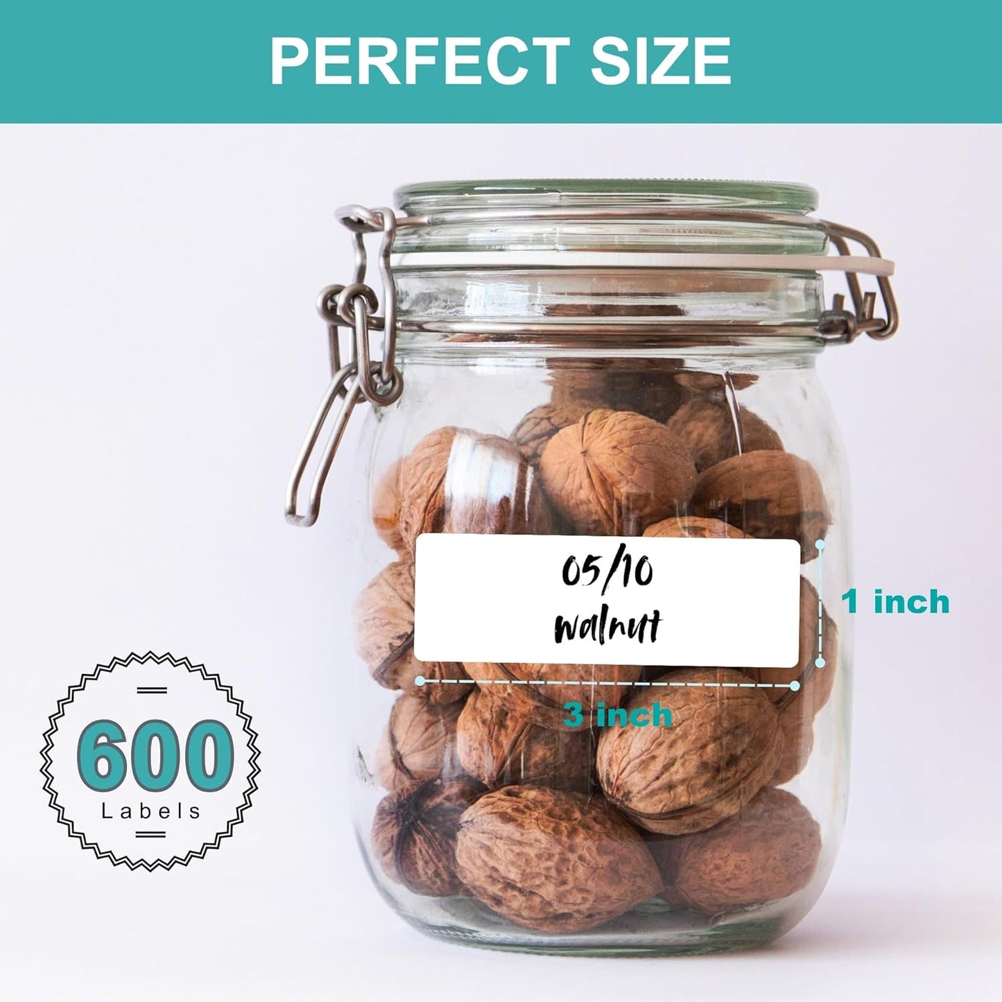CATIFLIN 1200 Blank Removable Freezer Labels, Waterproof & Oil Resistant Stickers with Perforation Line, Ideal for Food Containers, Jars, and Pantry Organization (1" x 2")