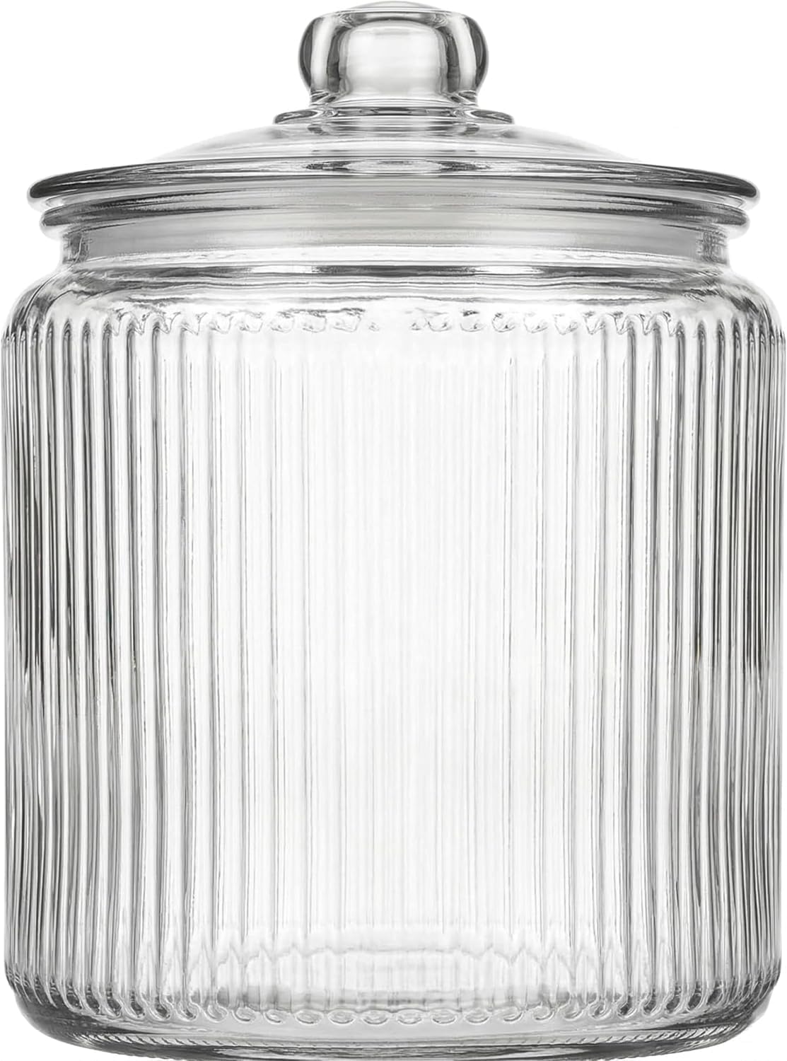 1 Gallon Glass Cookie Jar with Lid – Glass Jar with Lid - Airtight Food Storage Container for Cookies, Candy, Flour, Dog Treats – Clear Large Kitchen Jar for Pantry - Glass Containers with Lids