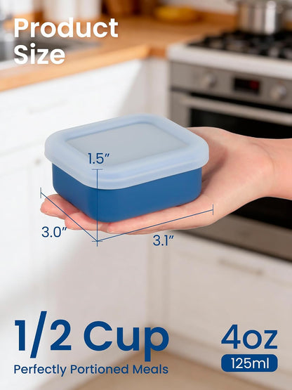 8 PCS 2 Cup Silicone Freezer Molds with Lid, Meal Prep Freezer Molds Silicone Freezer Containers Reusable Food Preserving Tray Freezing Ice Trays for Soups Sauces Stews