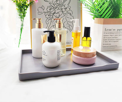 White Serving Tray (13.5 x 9.6 inch) for Serving Accessory, Elegant & Stackable Plastic Tray for Spa, Coffee, Drinks, Tea, Bar, Party, Seasoning, Perfume and Display Use.