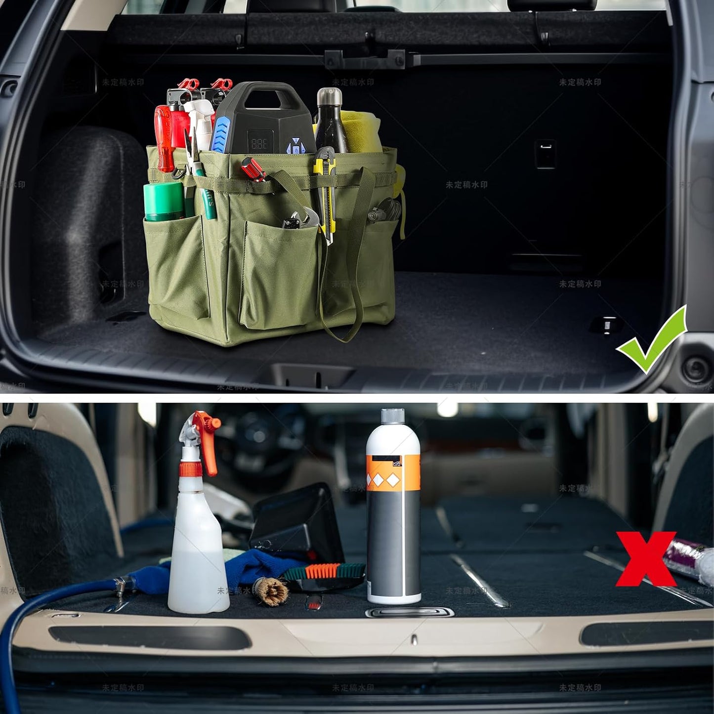 Car Trunk Organizer Multifunctional Storage Toolbox Carry Griddle,Large Grill Utensils Accessory Grilling Tools Basket Carrying Caddy Tool Tote Bag Storage Box Camp Cooking bbq Outdoor(Black)