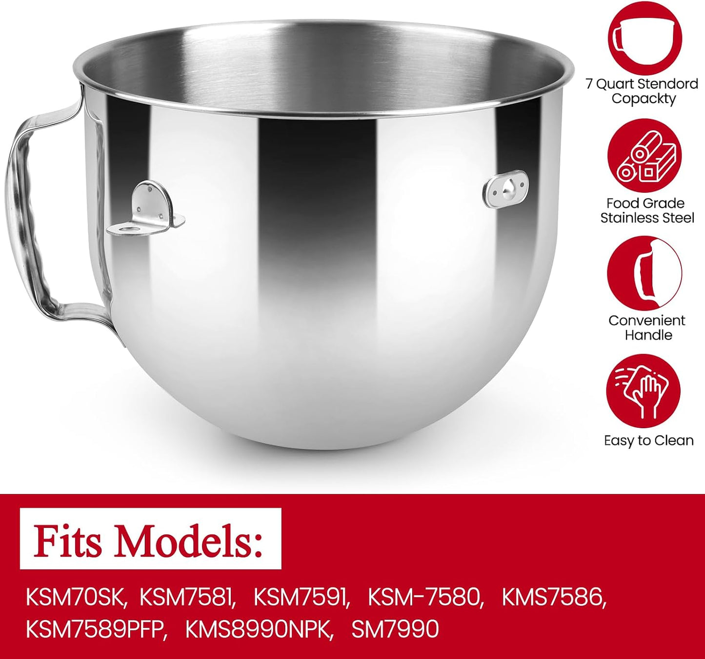 Stainless Steel Bowl Compatible with Kitchenaid Mixer 4.5/5QT，With Grey Lid,5 Quart Stainless Bowl for Kitchen Aid Mixing,With Green Lid