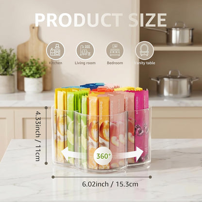 2 Pack Lazy Susan Organizer, 9 inch Rotating Storage Organizer with 4 Removable Bins, Lazy Susan Turntable Organizer for Fridge, Kitchen, Vanity, Cabinet