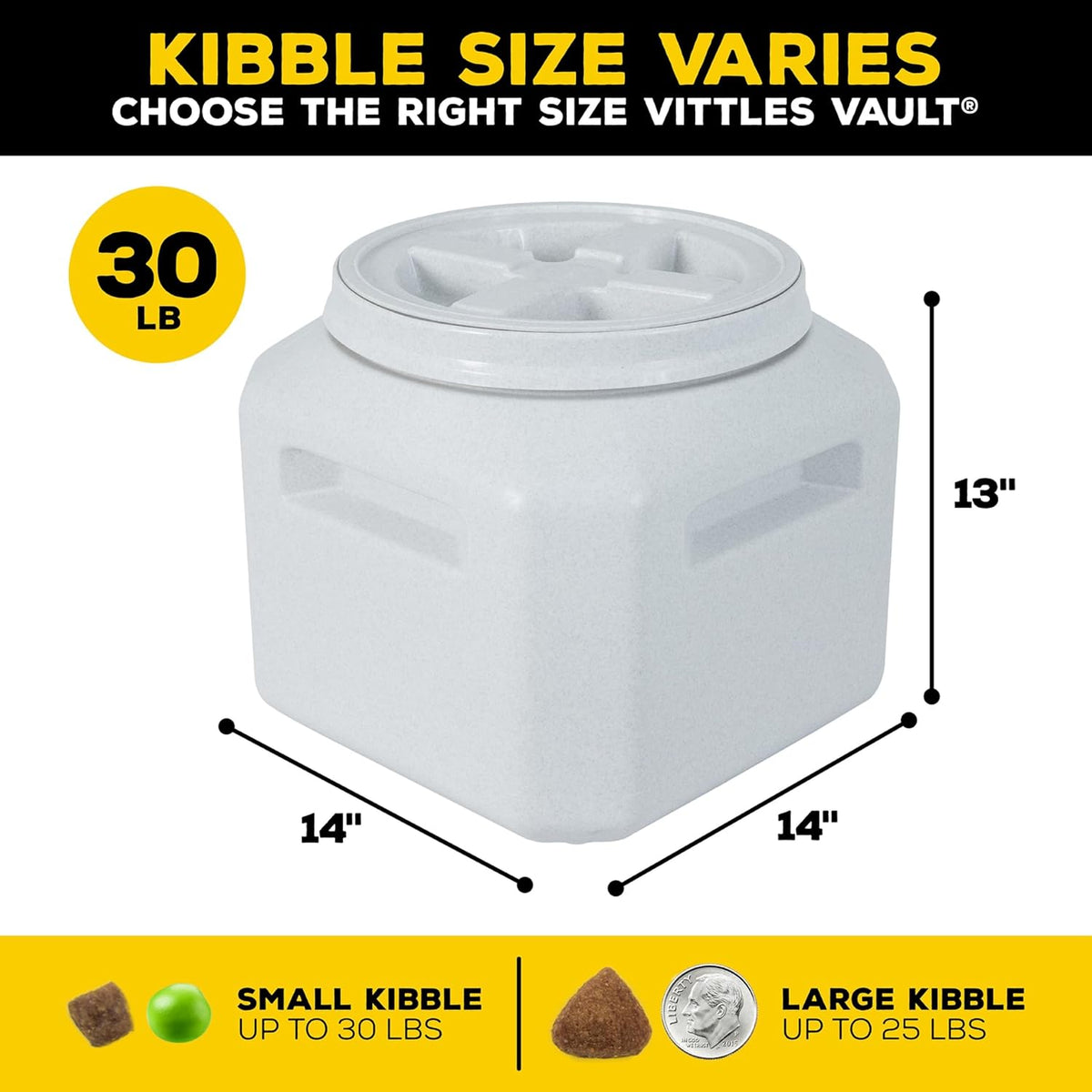 Vittles Vault Traditional Pet Food Storage Container For Dog Kibbles/Bird Seed/Oatmeal/Rice/Flour/Cereal, BPA Free Plastic, Sealed Airtight For Cat Food, Up To 30 lb, Made in USA, With Scoop, Gray