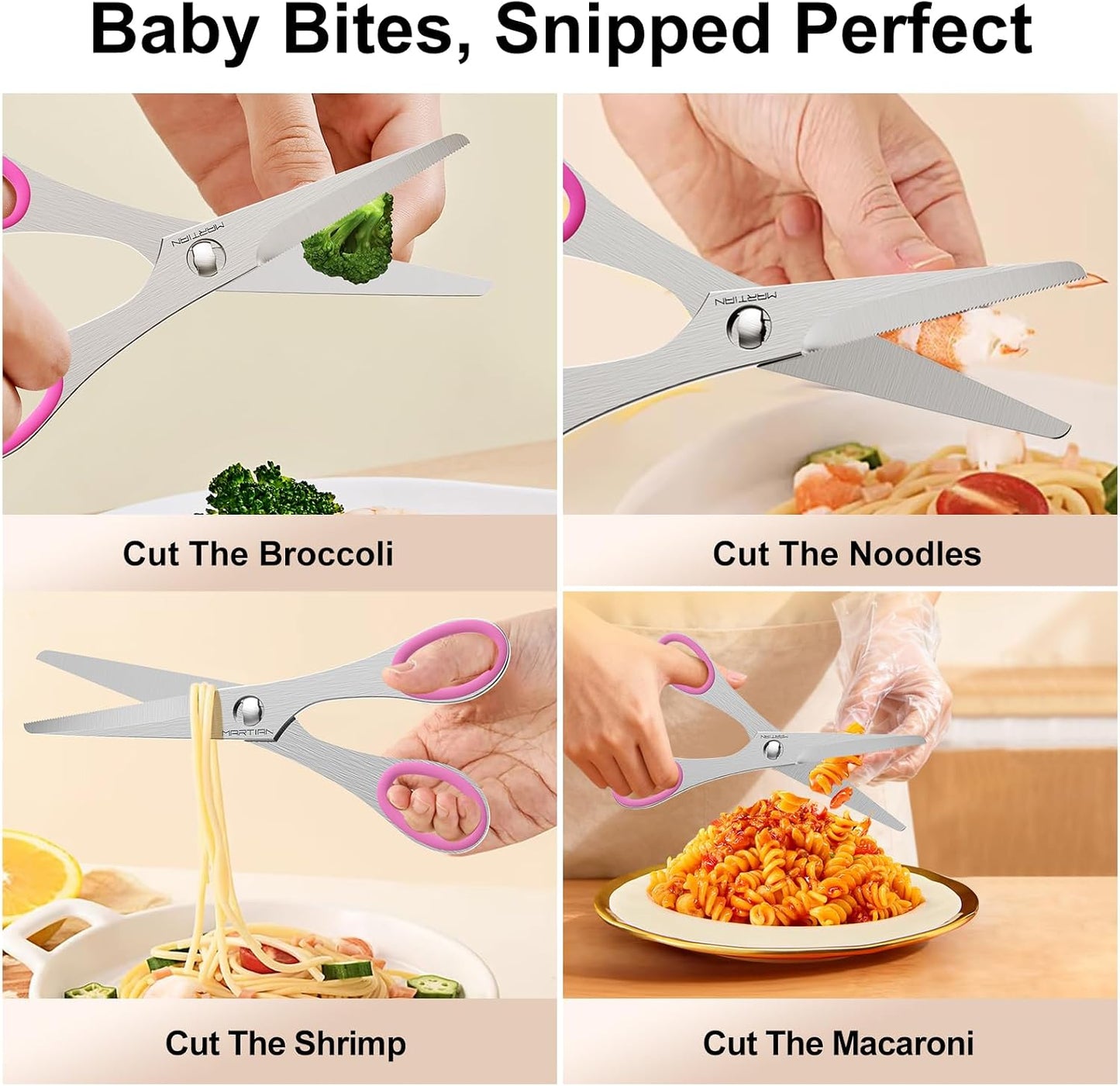 8" Sharp Heavy Duty Kitchen Scissors, Stainless Steel Food Scissors, Multi Purpose Dishwasher Safe Kitchen Shears for Food, Ideal Gift for Father's Day
