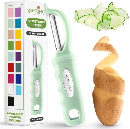 Spring Chef Swivel Vegetable Peeler with Ergonomic Handle, Pistachio