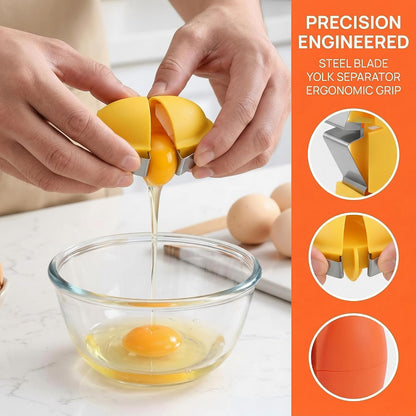 2026 New Dishwasher-Safe Egg Cracker, 2Pcs Stainless Steel Egg Shell Opener, Egg Opener Egg Cracker Tool for Raw Eggs, Open Eggs with Ease - A Little Happiness Boost for Your Kitchen (Yellow)