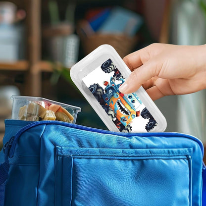 3-Piece Kids Silverware Set With Storage Case, Stainless Steel Reusable Children Safe Knife Spoon Fork Set Cute Monster Trucks Children Flatware Set For Kids Lunch Box