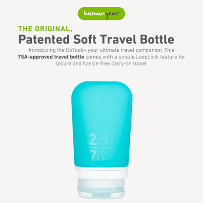 humangear GoToob+ (XL) | Refillable Silicone Travel Bottle | Locking Lid | Food-Safe Material | Blue, XL (6 fl.oz.; 177ml)